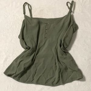 Green Cami Tank with Button Detail